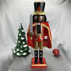 14" African American Wooden Christmas Nutcracker Knight w/Sword & Cape Decor NEW